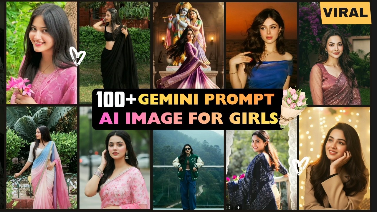 100+ Gemini Prompts for AI Image Generation | Girls Edition (Saree, Casual, Fantasy) #gemini #aiart