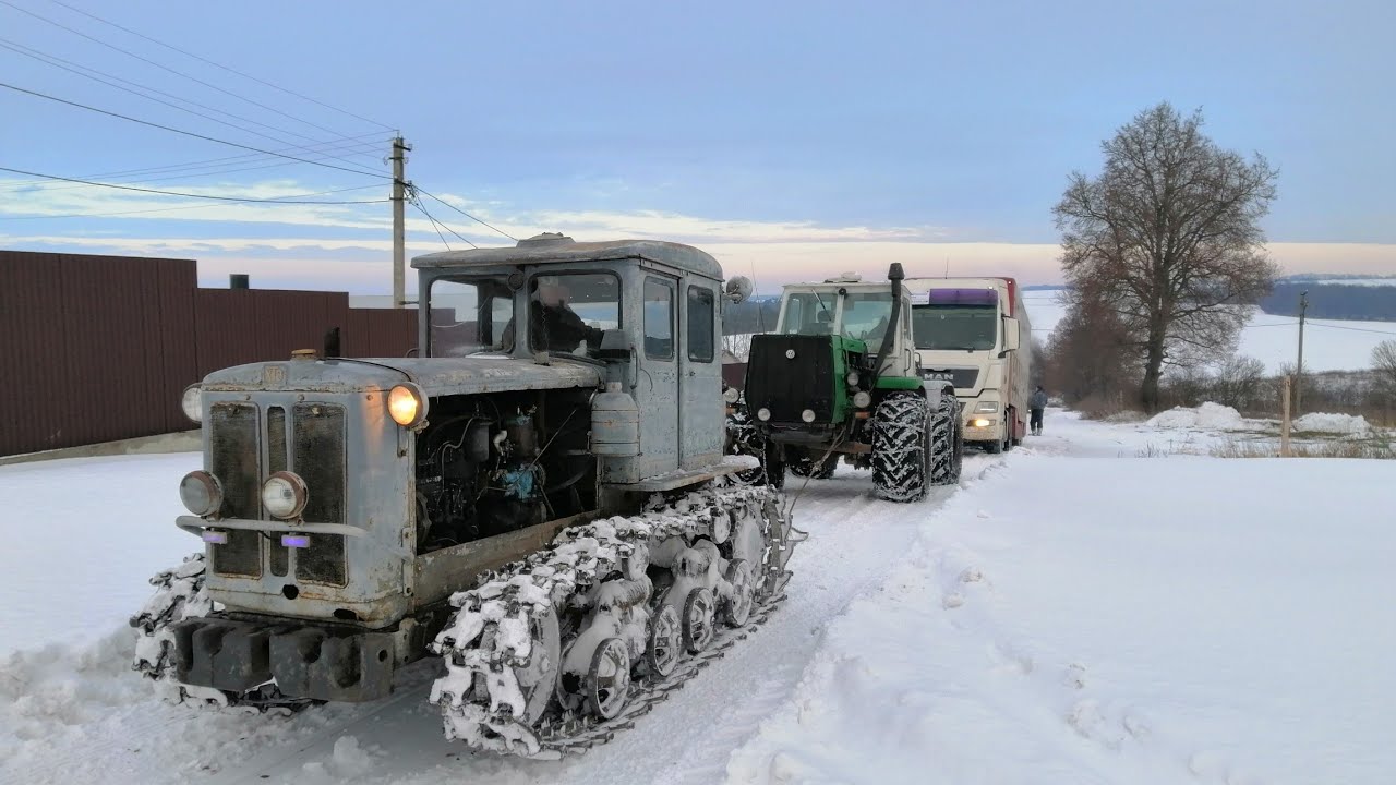 ХТЗ Т-74 та Т-150К.В одній упряжці на слизькій дорозі #хтз #т74 #т150к