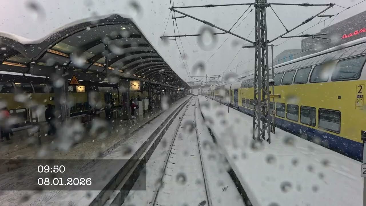 🌨️ Zugfahrt von Hamburg nach Lehrte im Schnee🚆❄️ RDC / SJ Euronight 345 Stockholm Berlin BR 101 BTE
