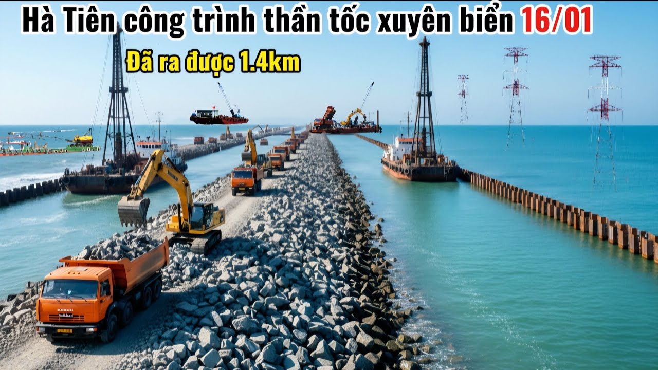 Cập nhật mới nhất 16/01 công trình thần tốc xuyên biển đã ra được 1,4km