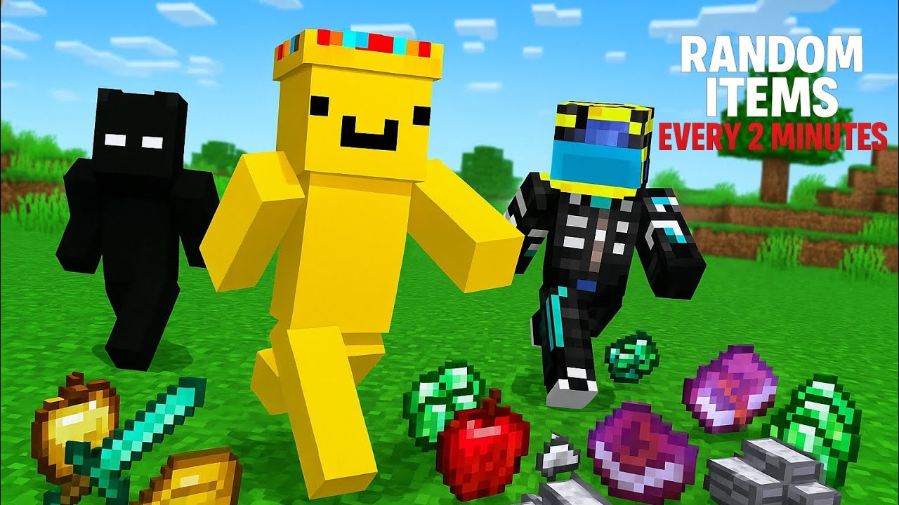 Minecraft manhunt but random items spawn