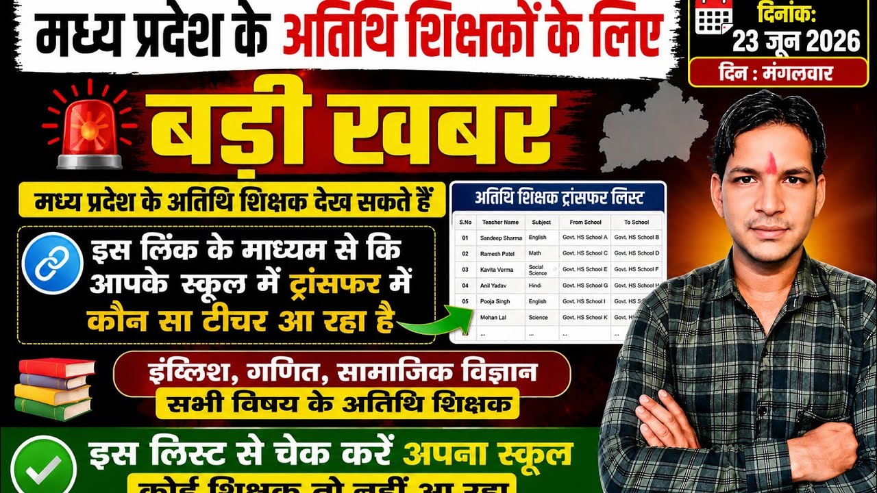 Big News for Madhya Pradesh Guest Teachers | Transfer List Released | See the New Teacher at Your...