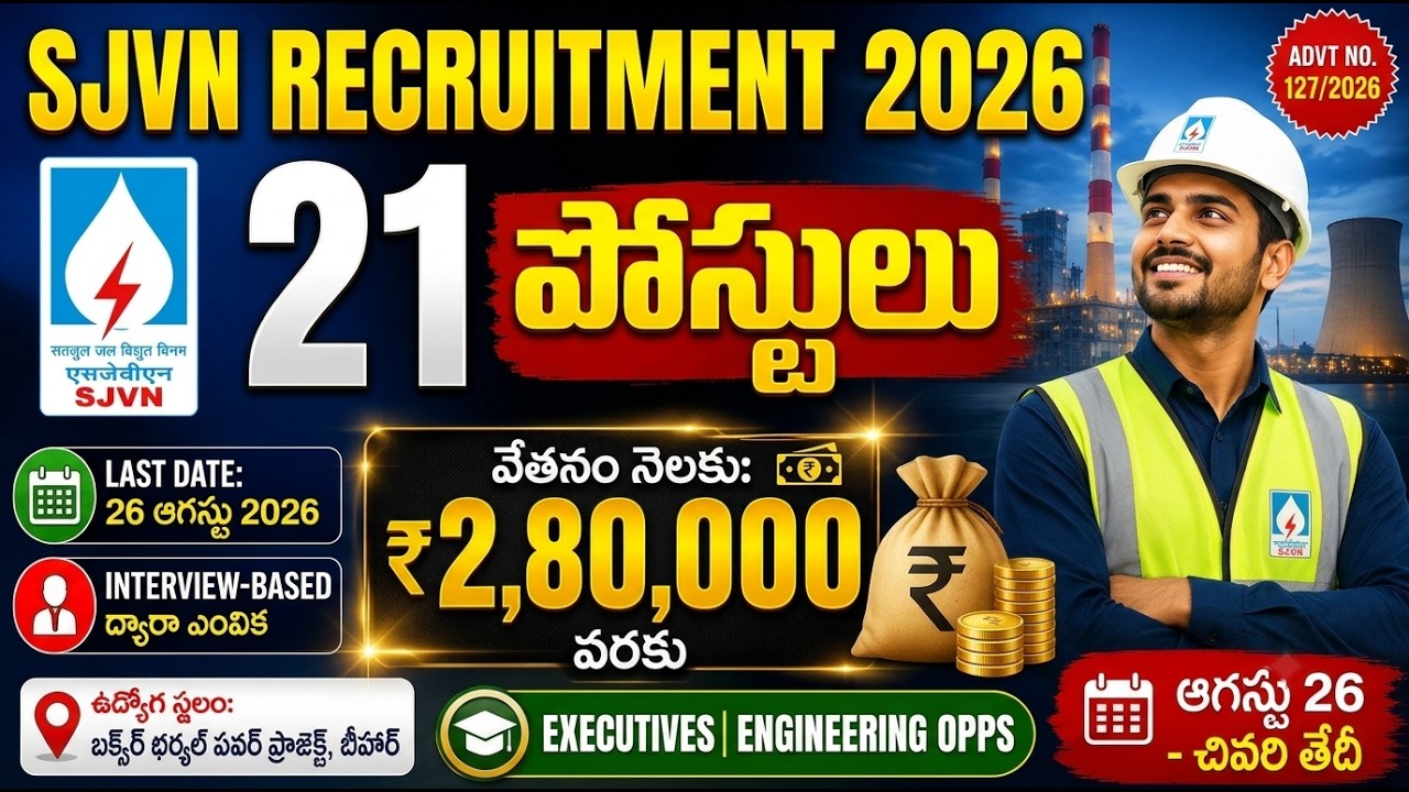 🚨 SJVN Recruitment 2026 | 21 Executive Jobs |💰 Salary ₹2,80,000 | Engineering Govt Jobs | Apply O...