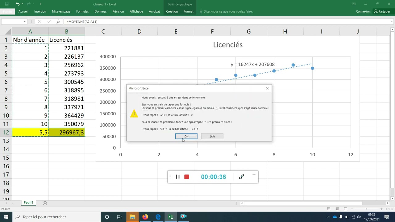 Excel - Ajouter le point moyen G sur le nuage de points