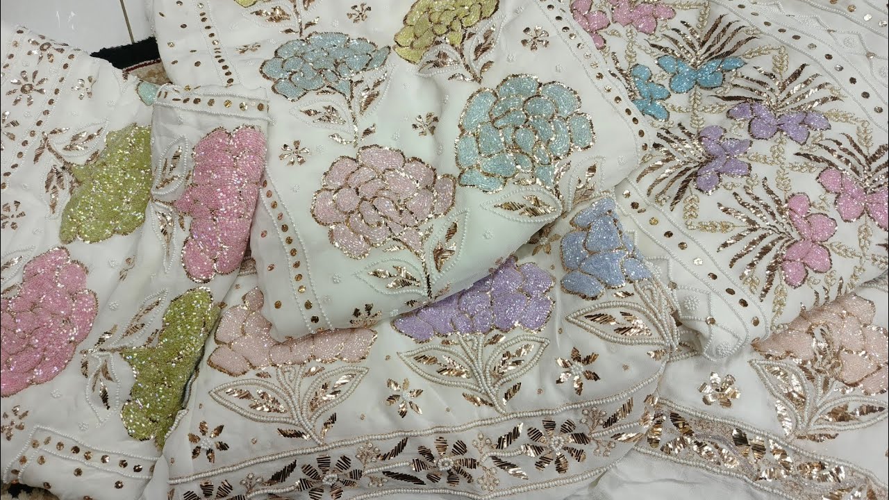 Latest Hand made Mukesh Kamdani & Opulent Pearl Work Designer Suits | Pakistani Wedding Fashion 2025