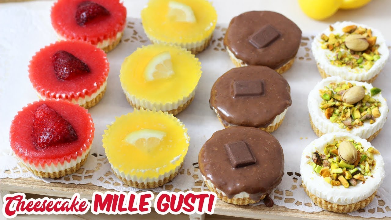CHEESECAKE MILLE GUSTI: FRAGOLA, LIMONE, CIOCCOLATO E PISTACCHIO - Ricetta facile - da buffet