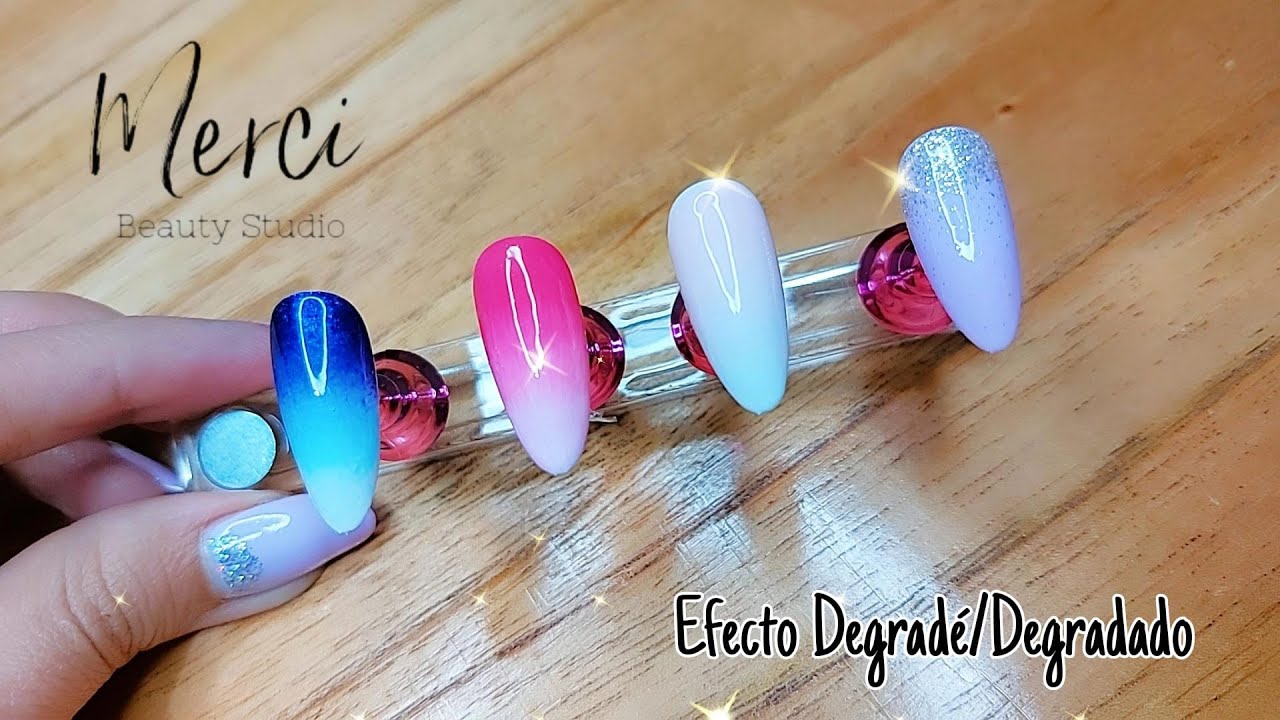 Diseño degradé/degradado/ombré con esponja y diferentes pinceles, en esmaltado semipermanente 💅🏻