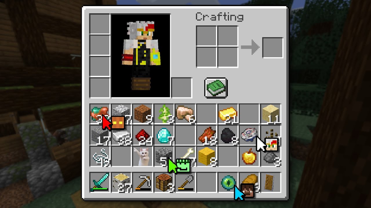 Minecraft, но я связал инвентарь и здоровье каждого
