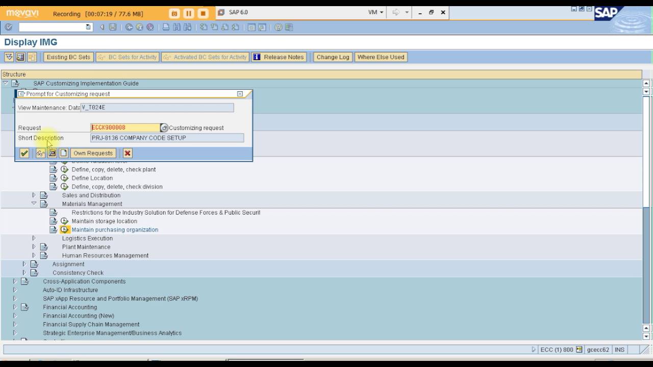 SAP MM LIVE PROJECT ENTERPRISE STRUCTURE