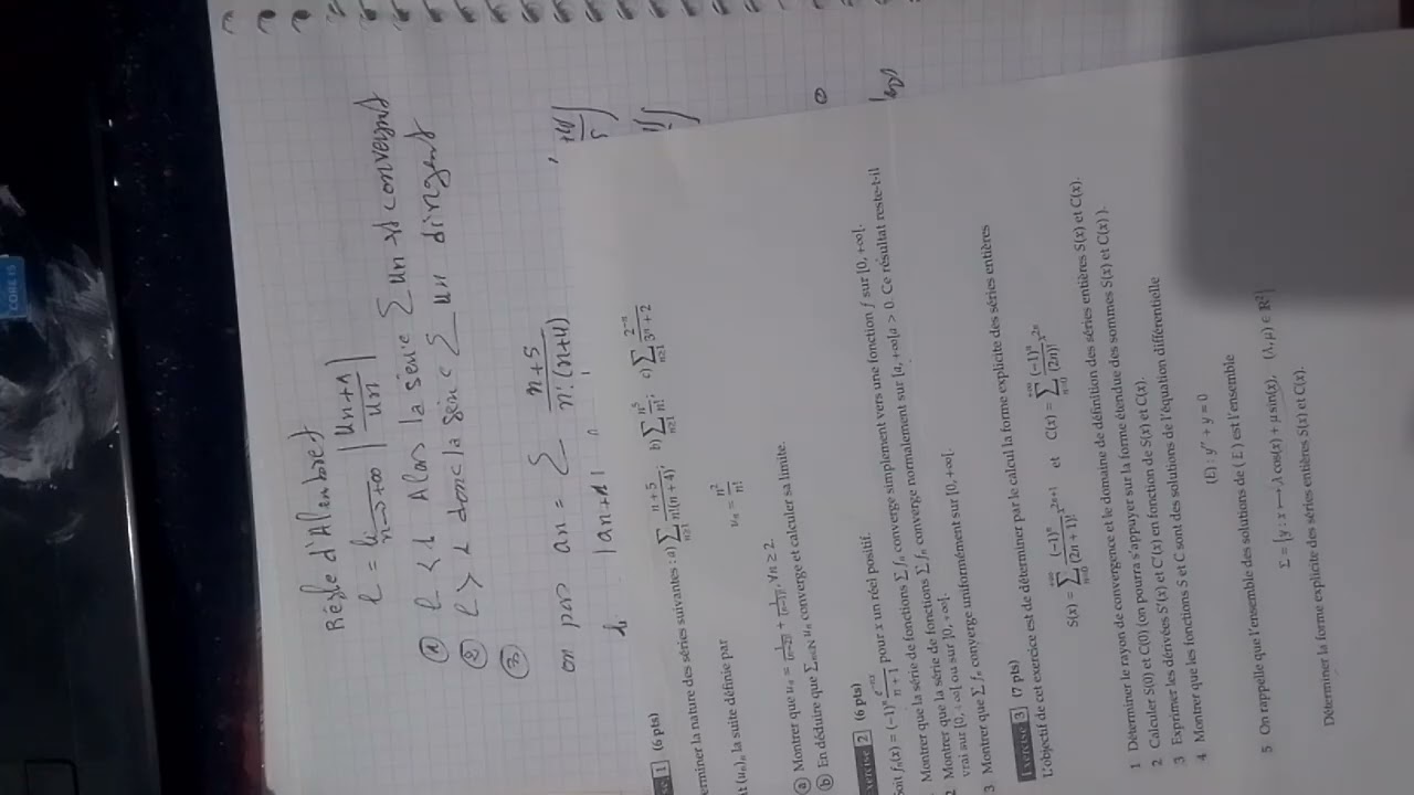 Exercice 1 analyse 4 avec règles d'Alembert #maths S3 ✍️