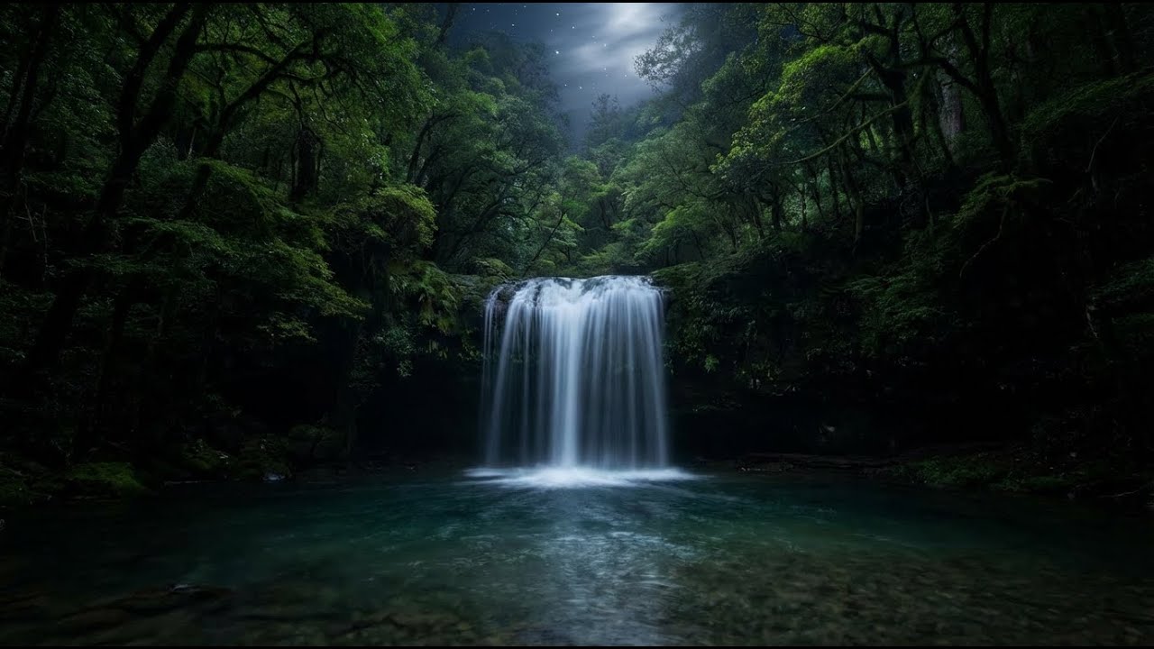 Serene Safety Sleep Music beside Soft Waterfall for Nervous System Ease 😌💦🌙