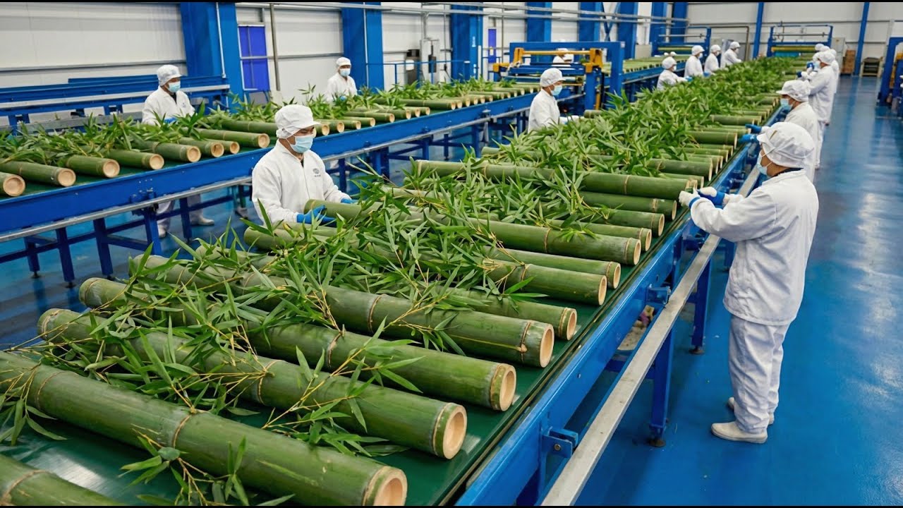 500,000 Tons Per Day — Inside a High-Tech Fresh Bamboo Processing Plant (Full Process)