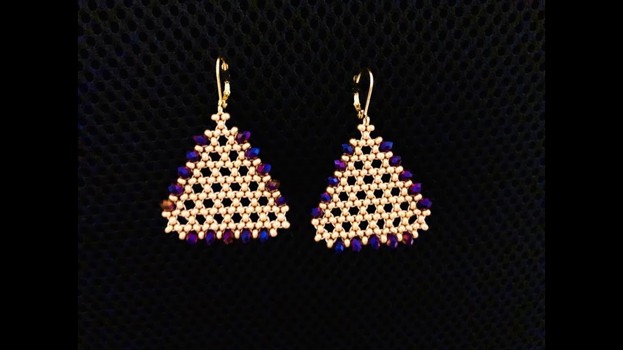 Lacy Triangle Earrings || DIY Beaded Earrings || How to make Beaded Earrings