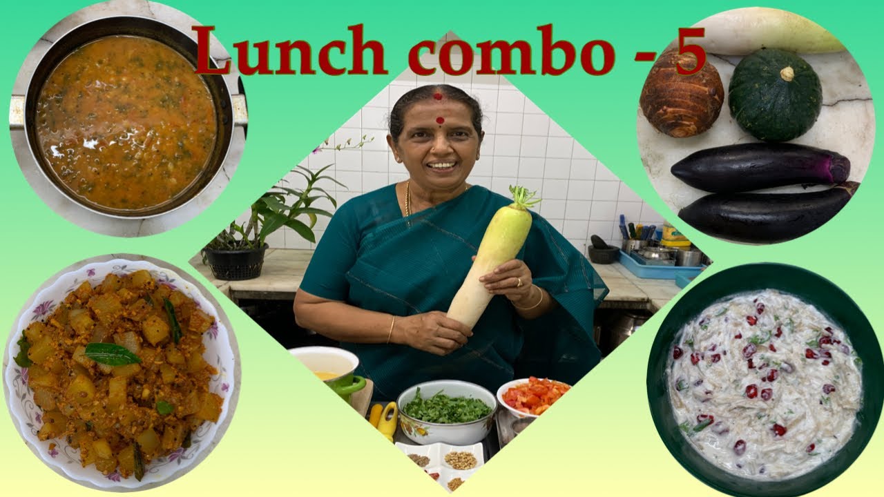 L C - 5/ Kothamalli Thazhai  sambar/Mullangi Poriyal/Vazhaithandu Thayir pachadi/Sepankizhangu fry