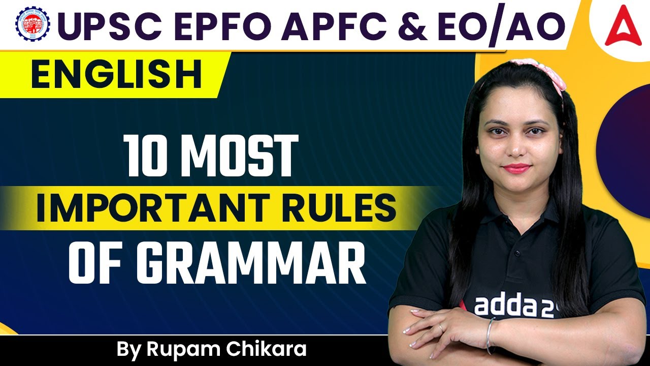 UPSC EPFO 2023 | UPSC EPFO ENGLISH | 10 Most Important Rules of Grammar