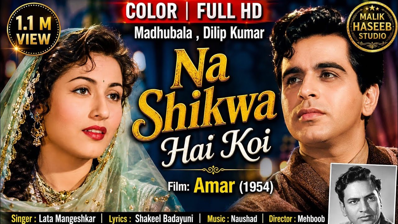 Na Shikwa Hai Koi | Color | Full HD | Madhubala , Dilip Kumar | Lata Mangeshkar | Amar 1954 |