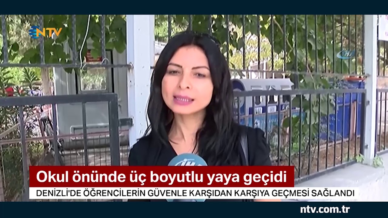 Okul önünde üç boyutlu yaya geçidi... (Çok daha kolay fark ediliyor)