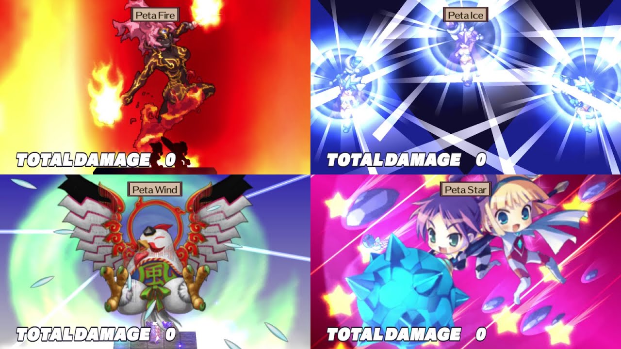 Disgaea 2 PC - All Elemental Spells Exhibition Gameplay