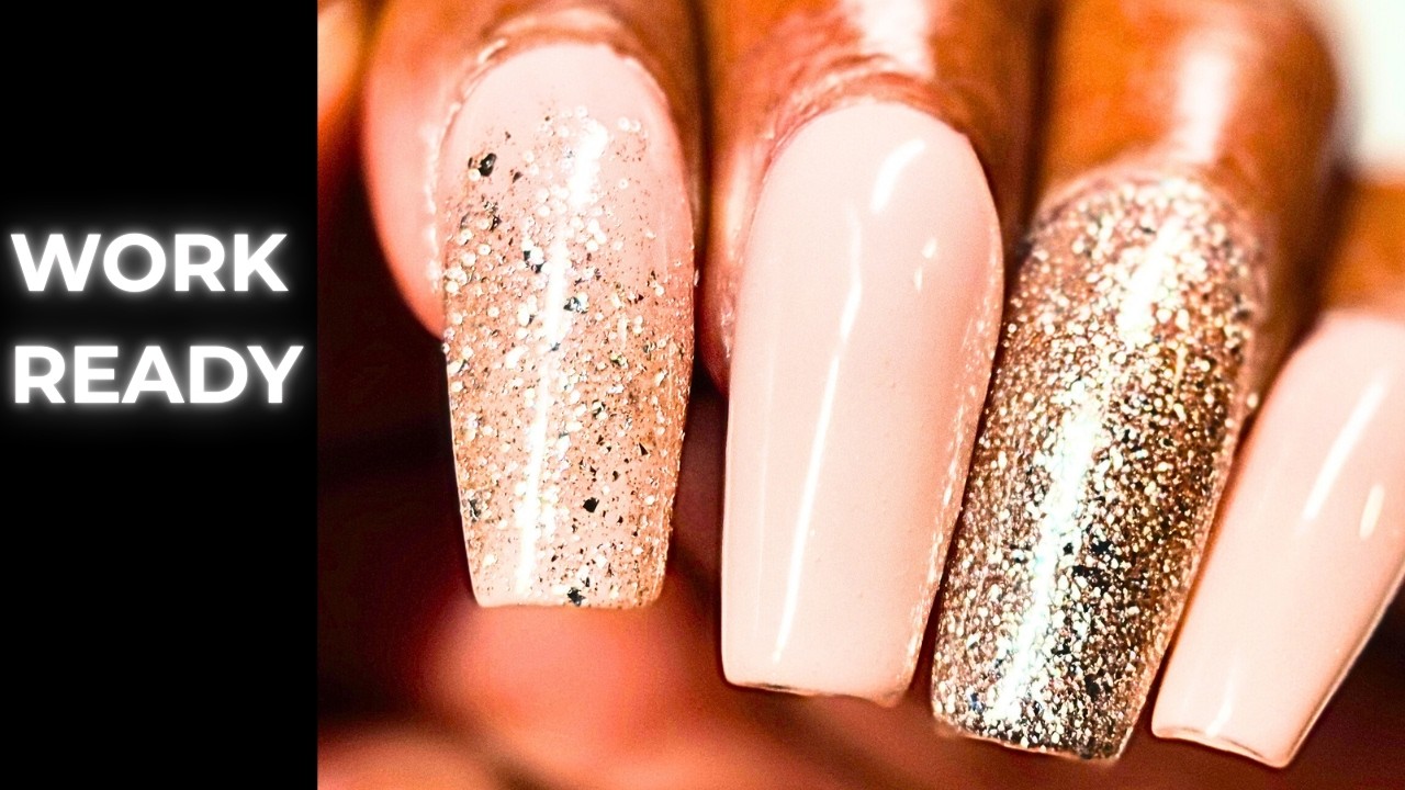 Classy Nude Glitter Gel-X Nails (Beginner Friendly) | Work-Ready Fridays