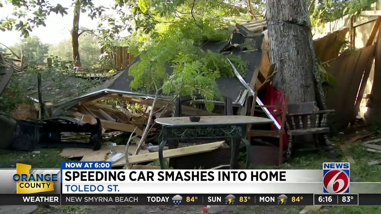 Speeding car smashes into home