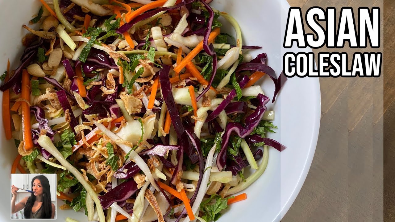 🥗 Рецепт азиатского салата коулслоу с заправкой (можно приготовить веганским или вегетарианским!)...
