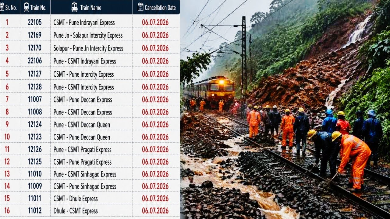 Mumbai&ndash;Pune Route Train Cancelled 🚨 | Land-sl-ide Between Lonavala & Karjat 