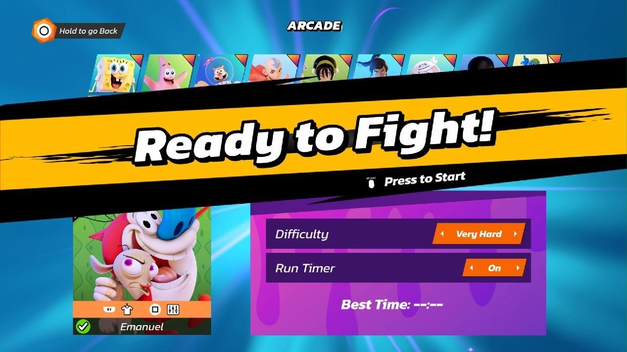Arcade No Retrys Very Hard: Ren & Stimpy Nickelodeon All-Star Brawl