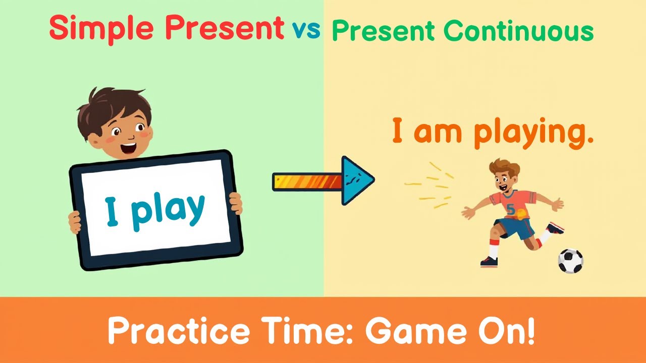 Simple Present vs Present Continuous | Practice with a Game