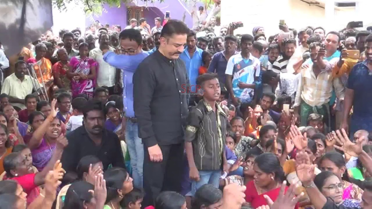 Kamal Haasan addresses people protesting against the Sterlite copper plant