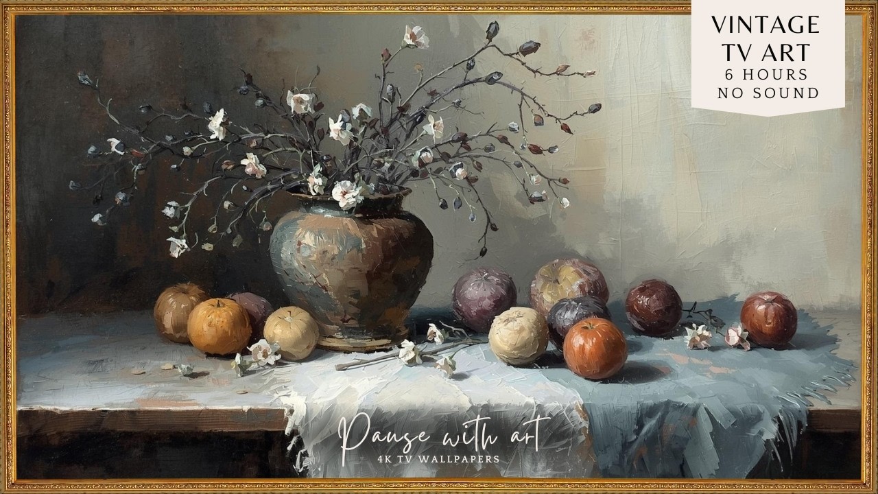 Moody Vintage Floral Still Life | 4K TV Art Background | Relaxing Elegant Frame TV Screensaver