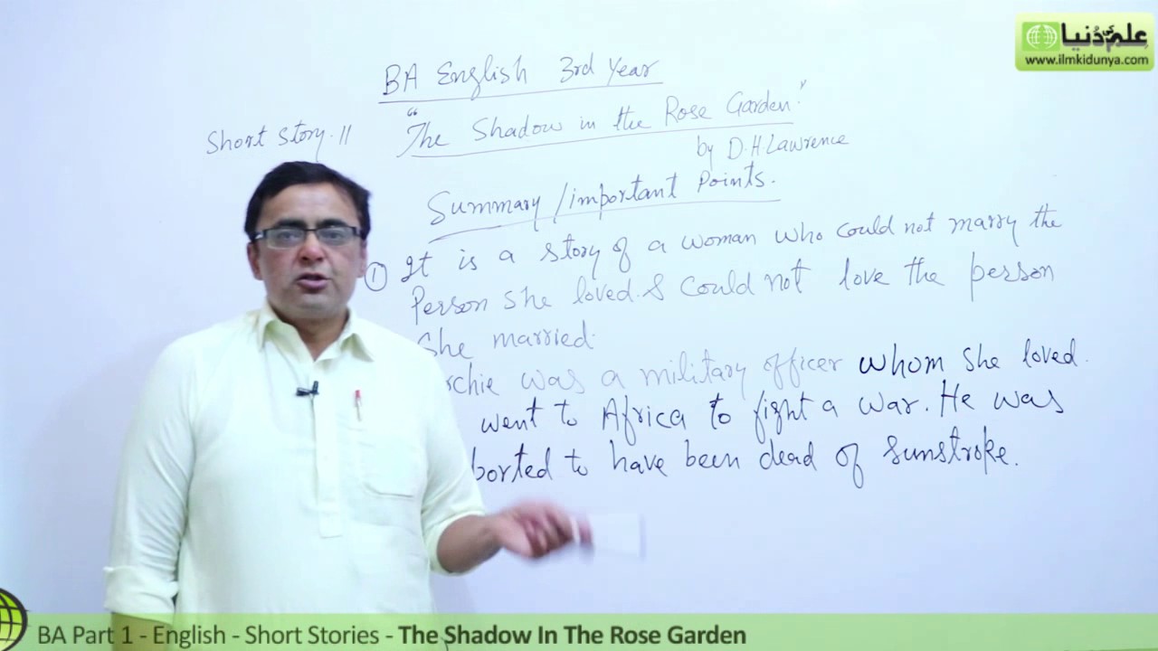 BA English Short Stories, The Shadow in the Garden Lec 1 - BA English Book 2 Short Stories PU/SU