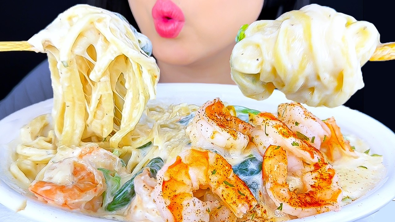 ASMR Creamy Shrimp Pasta【Mukbang/Eating Sounds/No Talking】