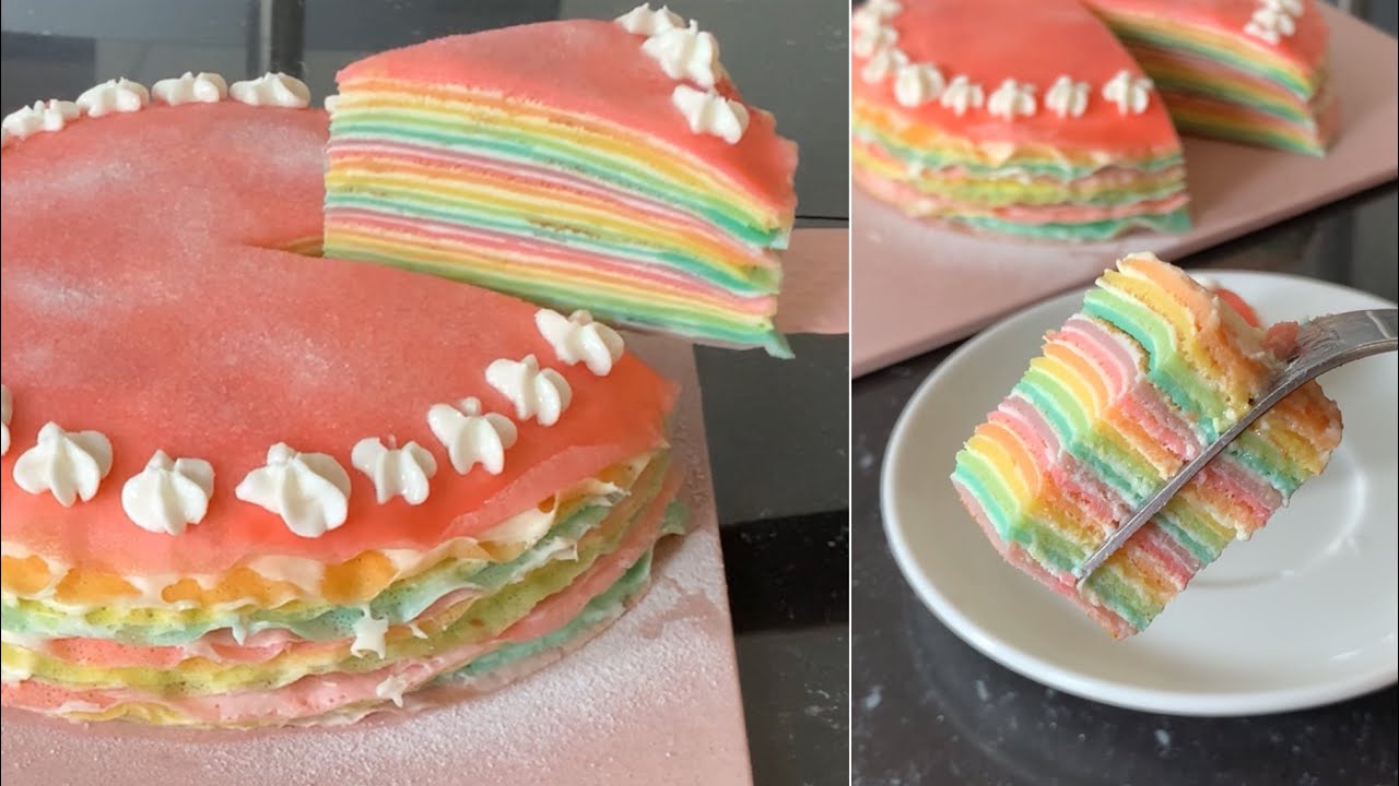 Cake mewah pakai teflon? Rainbow Crepe Ceesecake, semewah dessert ala hotel