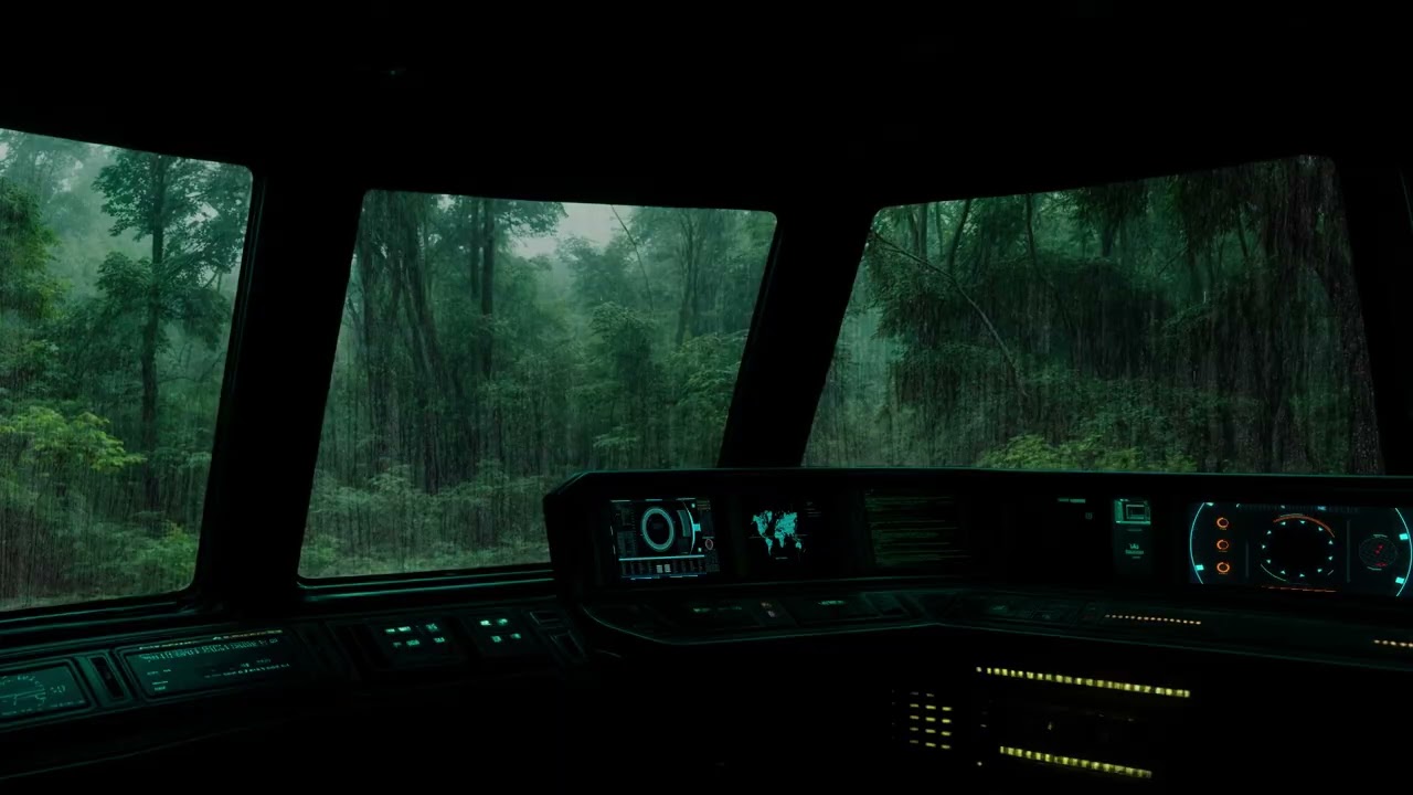 Rainforest Command Room | Futuristic Rain Ambience for Deep Focus, Work & Study