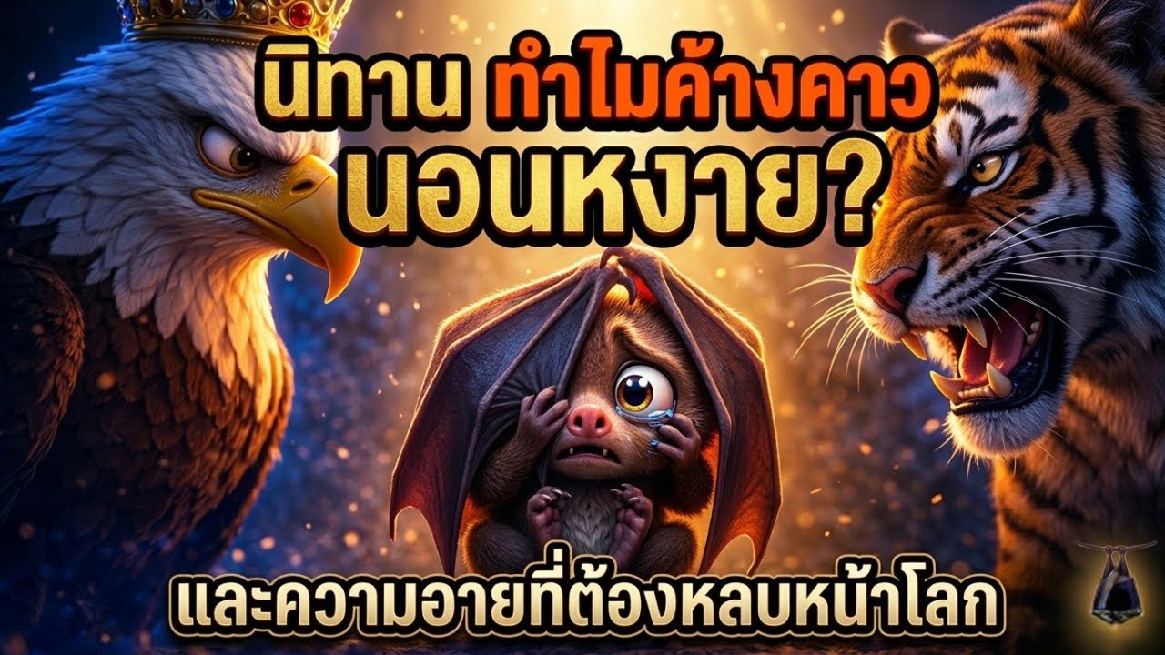 นิทานพื้นบ้านเรื่อง : ทำไมค้างคาวนอนหงายและความอายที่ต้องหลบหน้าโลก 🐰บ้านนิทานแสนสุข