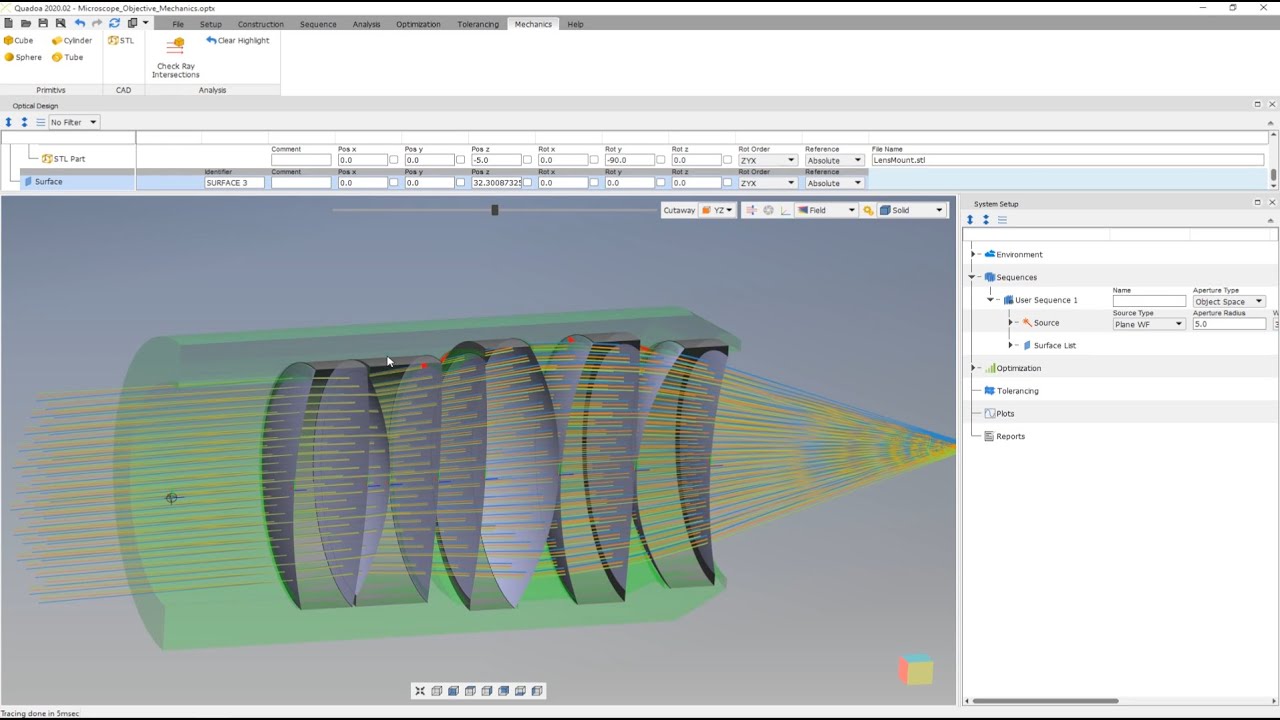 Mechanics: Import Mechanics & Intersection Analysis - Optical Design Software Quadoa Optical CAD