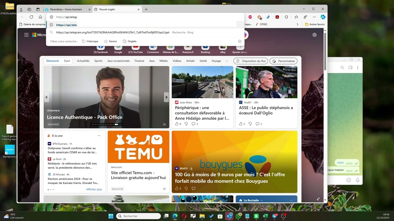 Home assistant :  Ajouter un bot Telegram et lui créer des alertes