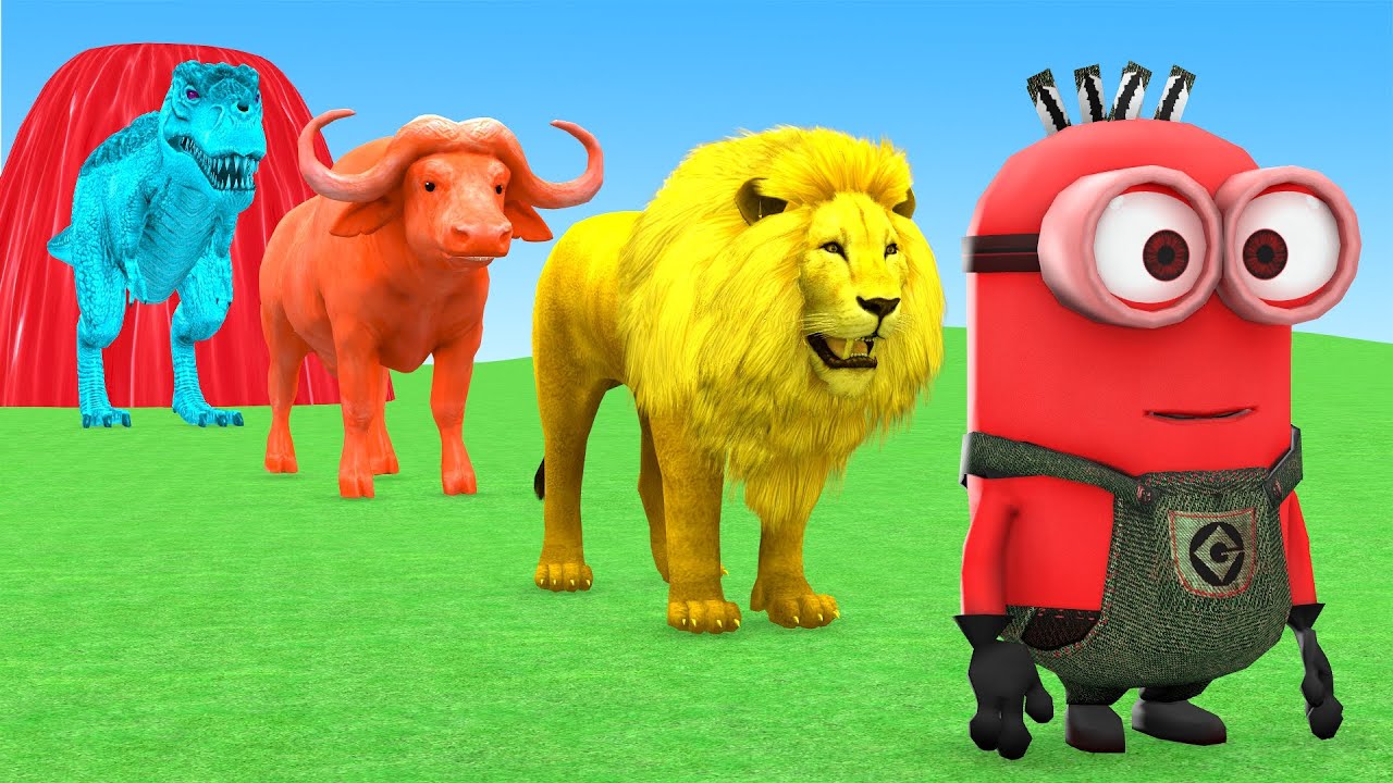 Long Slide Game With Elephant Gorilla Buffalo Hippopotamus Tiger 3d Animal Game Funny 3d Animals