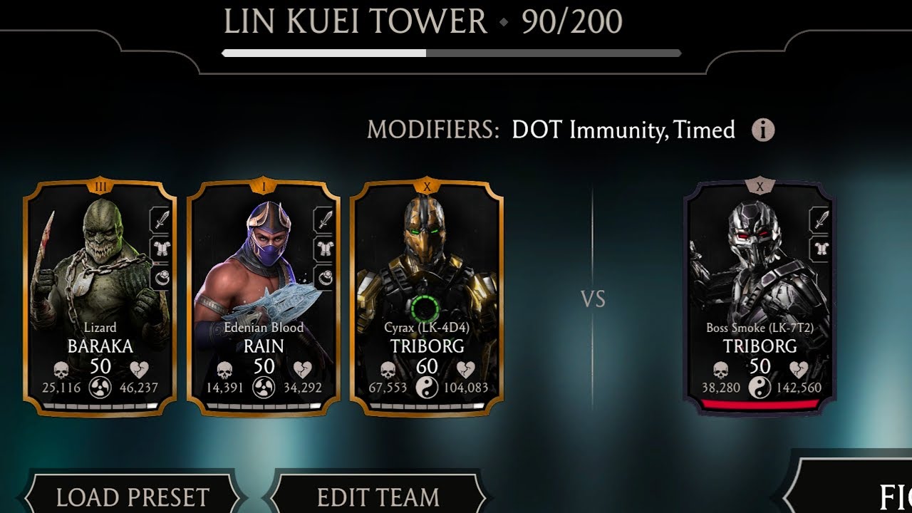 Lin Kuei Tower Boss Battle 10, 30, 50, 70 & 90 Using Gold Team Fight & Rewards | MK Mobile
