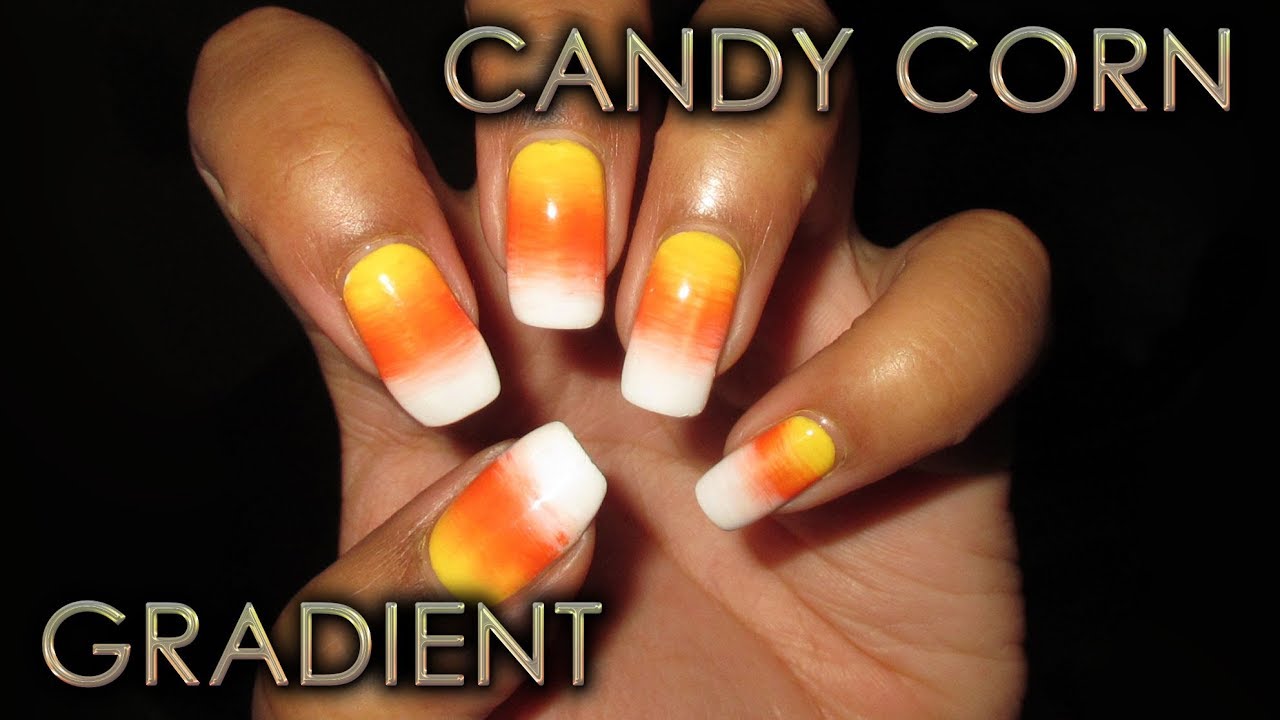 Candy Corn Fan Brush Gradient | DIY Nail Art Tutorial