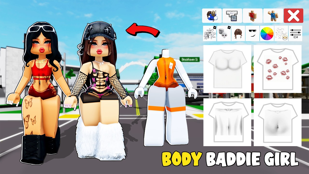 Cara Membuat BODY & OUTFIT BADDIE GIRL CANTIK Di Brookhaven - Roblox
