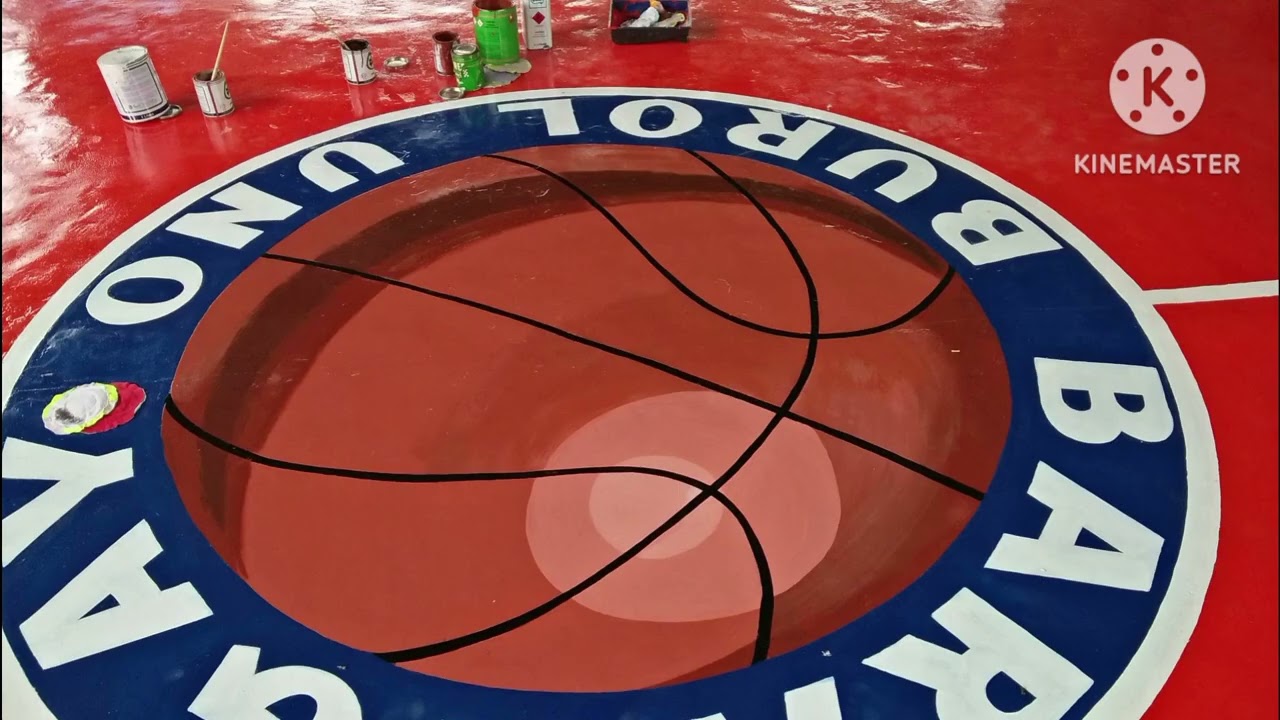 Repainting an old basketball court using epoxy enamel paint