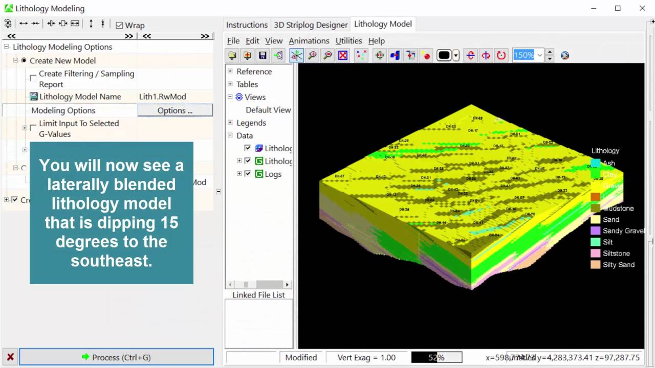 (RTE 4.4) Applying a Regional Dip to a Lithology Model