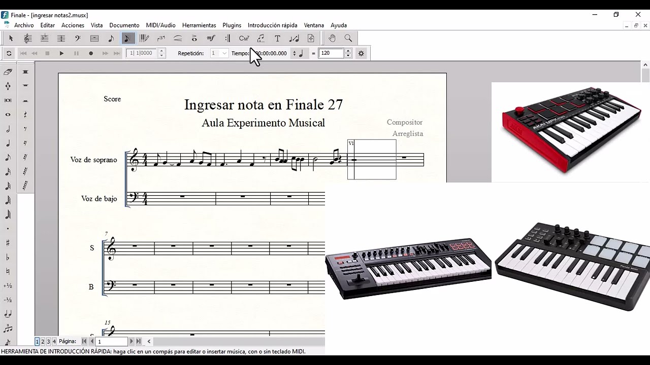 Como escribir notas en Finale / modo simple/ modo speedy