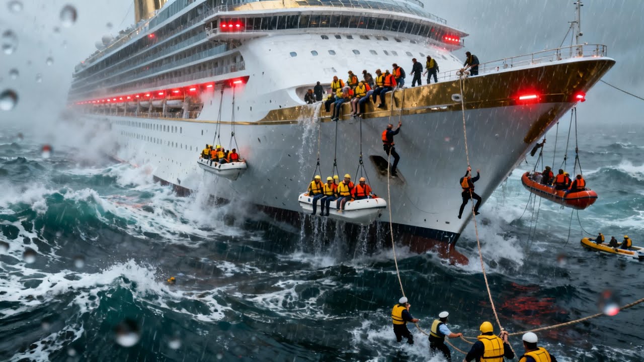 Giant US- Arab luxury cruise ship stuck at north sea creepy storm survival - survival series film