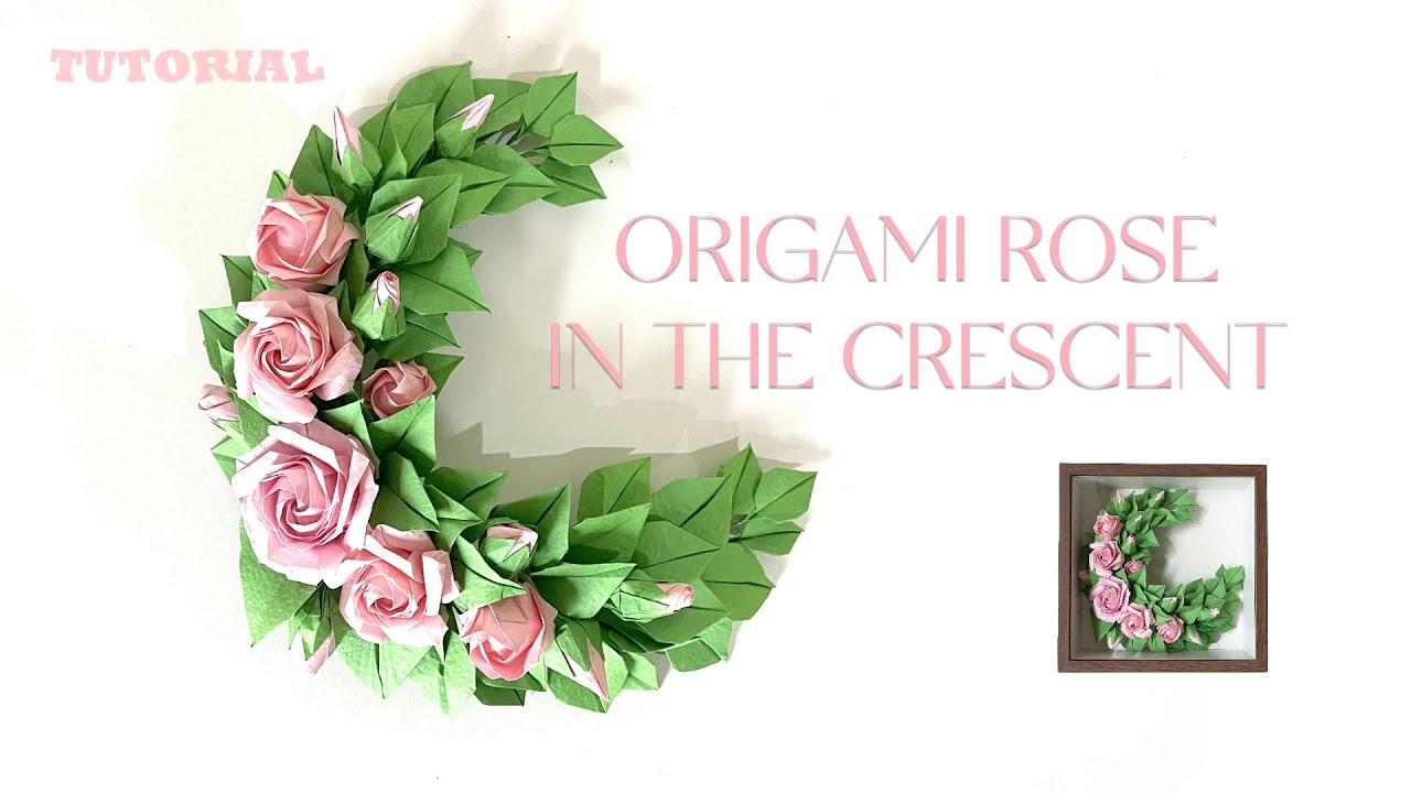 Full Tutorial-Origami Art-🌸Rose in the Crescent🌙 #papercraft #flowers #moon #gift #decoration #diy