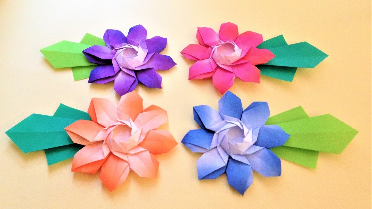 折り紙 1枚でガーベラの花 折り方 Origami Gerbera flower tutorial（NiceNo1）