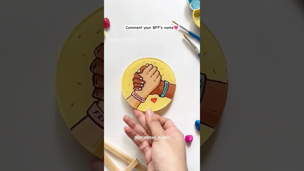 Friendship day Painting | Reverse Glass Painting | Acrylic Painting #creativeidea #easypainting
