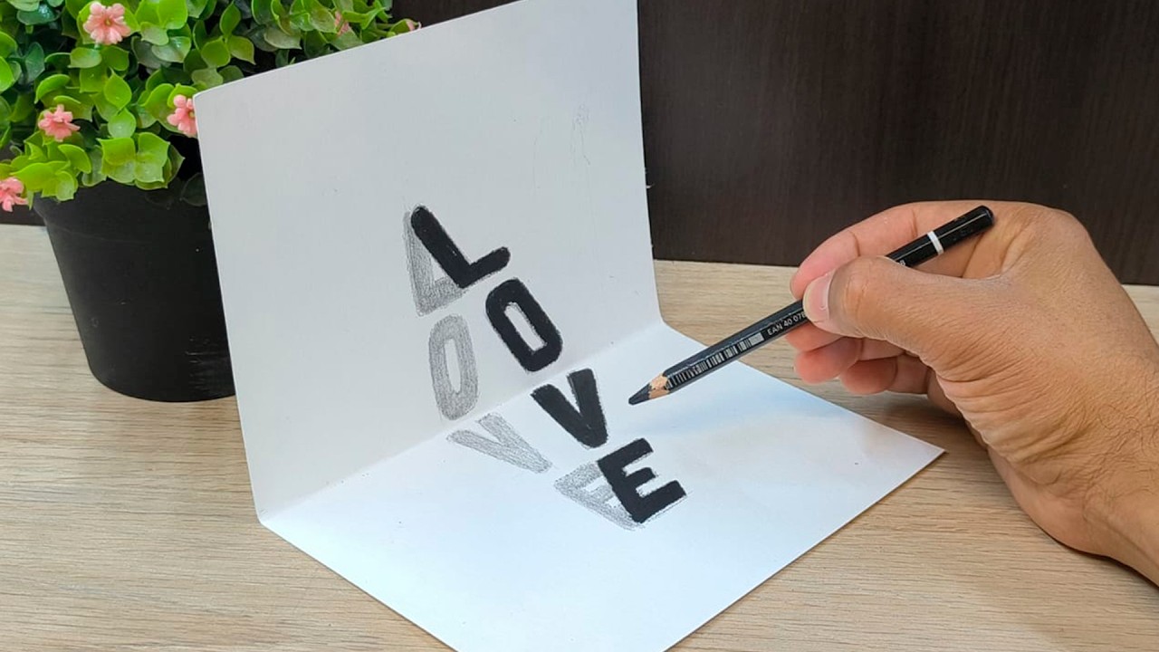 Cómo Dibujar LOVE en 3D que Parece Salir del Papel 😱 Fácil y Paso a Paso
