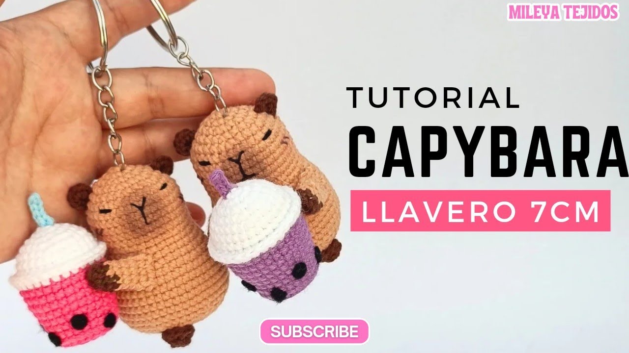 CAPYBARA/BUBBLE TEA/amigurumi/llavero/crochet/Mileya Tejidos